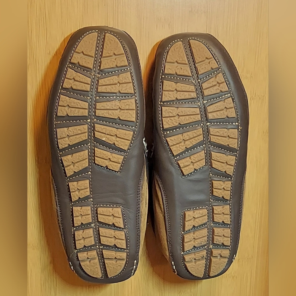 OVERLAND MEN'S DYED & TIPPED SHEEPSKIN LEATHER & FUR LINED PENNY LOAFERS SIZE 10 - Picture 15 of 16